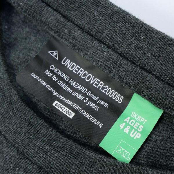 アンダーカバー UNDERCOVER ×KAWS 2000SS UロゴTシャツ 濃灰 Size【XL 