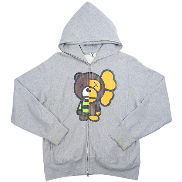 A BATHING APE ベイビーマイロジップパーカー グレー限定モデル★ A BATHING APE 'BABY MILO'ジップパーカー ベビーマイロ BAPE M