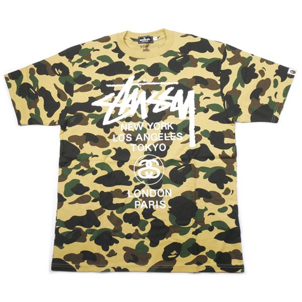 ア ベイシング エイプ A BATHING APE ×STUSSY ステューシー 30周年記念サル迷彩柄ワールドツアーTシャツ 黄 Size【M】 【新古品・未使用品】 :20644655:ブランド古着の買取販売STAY246 - 通販 - Yahoo!ショッピング