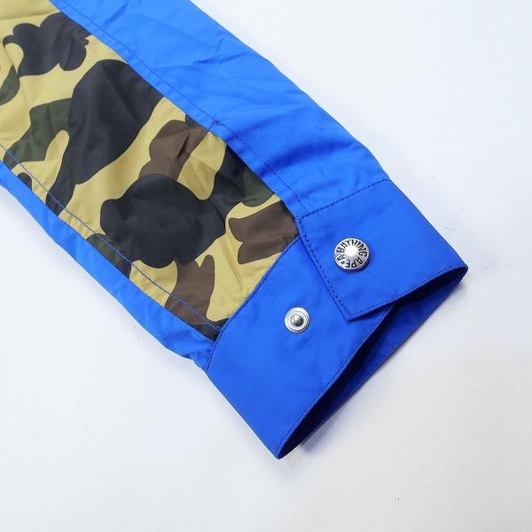 5年保証 中古品 良い 中古 Size M 青 サル迷彩柄切り替えしロングコーチジャケット Ape Bathing A エイプ ベイシング ア ジャケット Www Miguelsaco Com