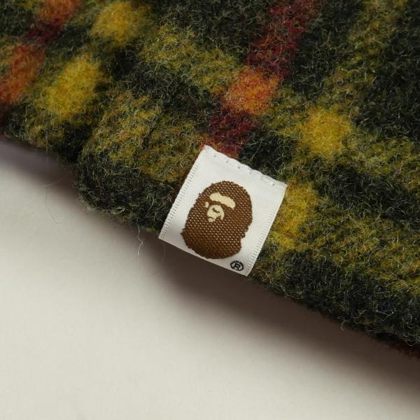 A BATHING APE ア ベイシング エイプ チェック柄ウールPコート 緑 Size
