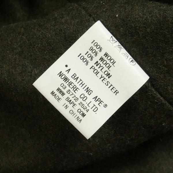 A BATHING APE ア ベイシング エイプ チェック柄ウールPコート 緑 Size