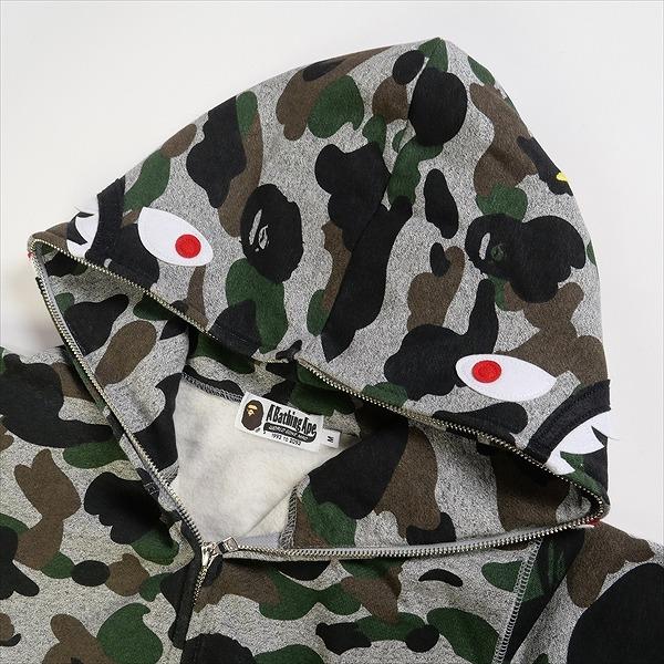 A BATHING APE 15AW HEATHER GRAY CAMO SHARK FULL ZIP HOODIE 