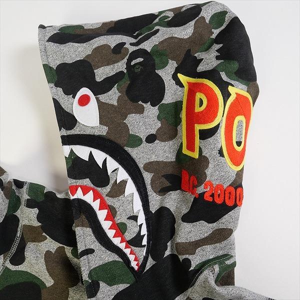 A BATHING APE 15AW HEATHER GRAY CAMO SHARK FULL ZIP HOODIE 