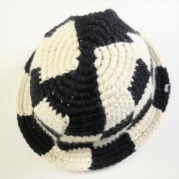 STUSSY ステューシー 23AW BUCKET HAT CHECKER KNIT BLACK/WHITE