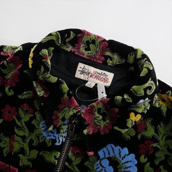 STUSSY ステューシー FLORAL JACQUARD GARAGE JACKET BLACK ジャケット