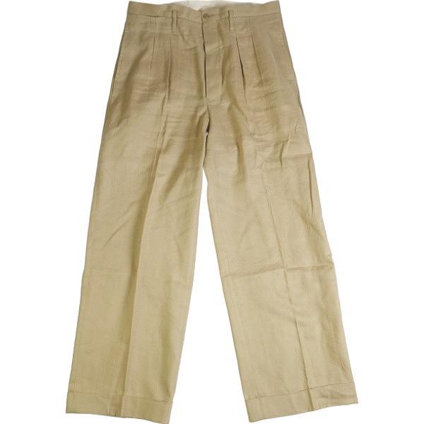 At Last ＆ Co アットラスト/BUTCHER PRODUCTS 2TACK SLACKS LINEN KHAKI スラックス パンツ ...