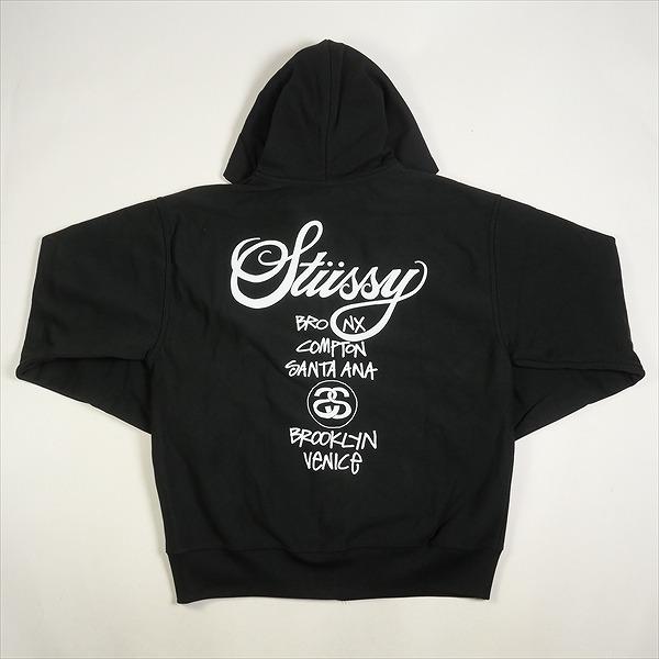 STUSSY ステューシー 24SS WORLD TOUR ZIP HOODIE Black ジップ  