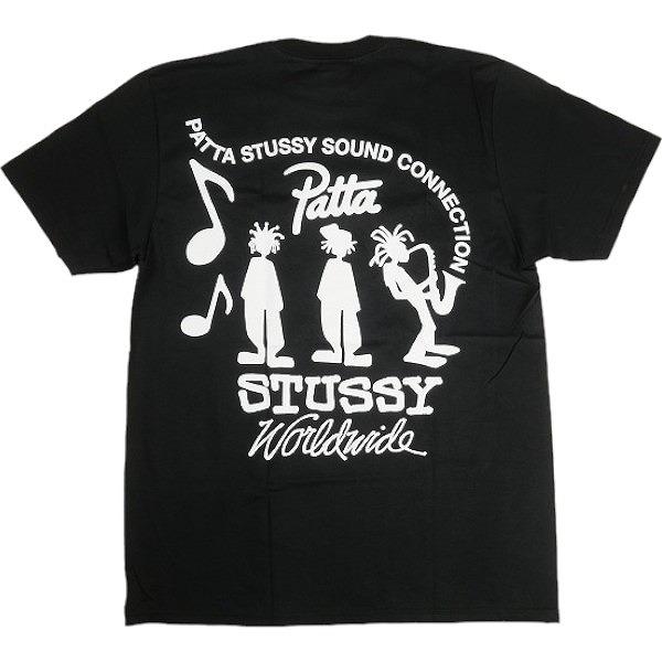 STUSSY ステューシー ×PATTA 24SS SOUND CONNECTION TEE BLACK Tシャツ 