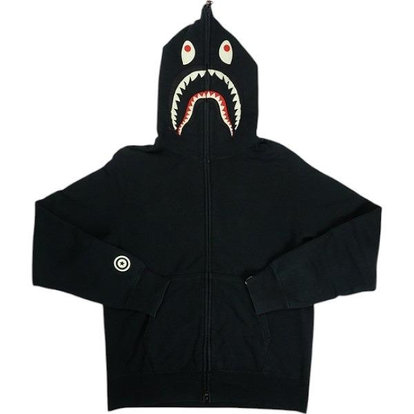 A BATHING APE シャークパーカー ブラック A BATHING APE ア ベイシング エイプ Ponr Shark Full Zip Hoodie