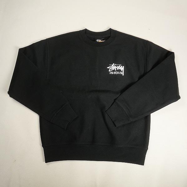 STUSSY ブラック クルーネック スウェット M ステューシー STUSSY ステューシー STOCK LOS ANGELES CREW BLACK LA限定クルー