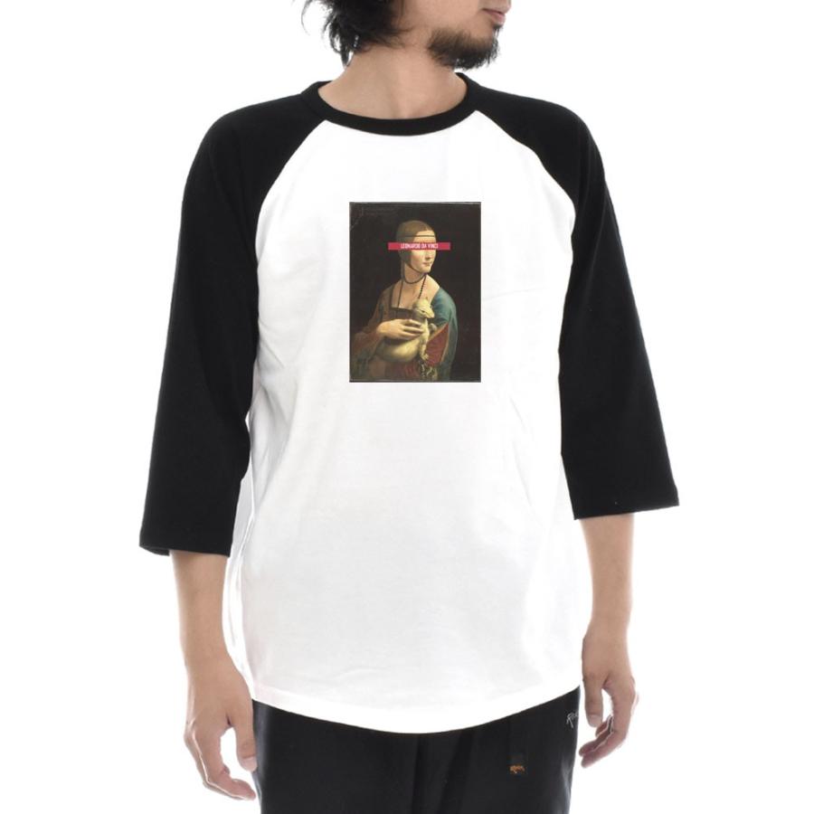 レオナルドダヴィンチ Tシャツ 白貂を抱く貴婦人 ライフ イズ アート 7分袖 ラグランスリーブ メンズ レディース 大きいサイズ ベースボール 絵画 名画 ブランド |  | 02