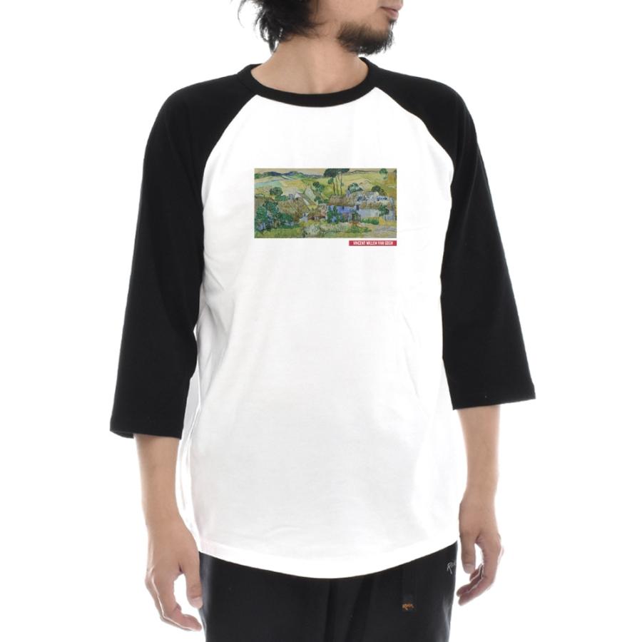 ゴッホ Tシャツ 丘沿いのわらぶき屋根の家々 フィンセント ライフ イズ アート 7分袖 ラグラン ベースボール メンズ レディース 大きいサイズ 絵画 ホワイト 白 |  | 02