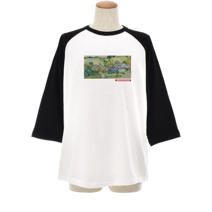ゴッホ Tシャツ 丘沿いのわらぶき屋根の家々 フィンセント ライフ イズ アート 7分袖 ラグラン ベースボール メンズ レディース 大きいサイズ 絵画 ホワイト 白 |  | 01