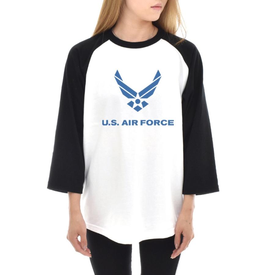 U.S AIR FORCE ロゴ マーク Tシャツ ラグラン 七分 七分袖 3/4 メンズ レディース ティーシャツ US エアーフォース ミリタリー 大きいサイズ JUST T-shirt |  | 02