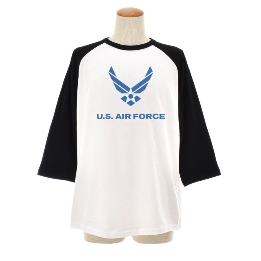 U.S AIR FORCE ロゴ マーク Tシャツ ラグラン 七分 七分袖 3/4 メンズ レディース ティーシャツ US エアーフォース ミリタリー 大きいサイズ JUST T-shirt |  | 01