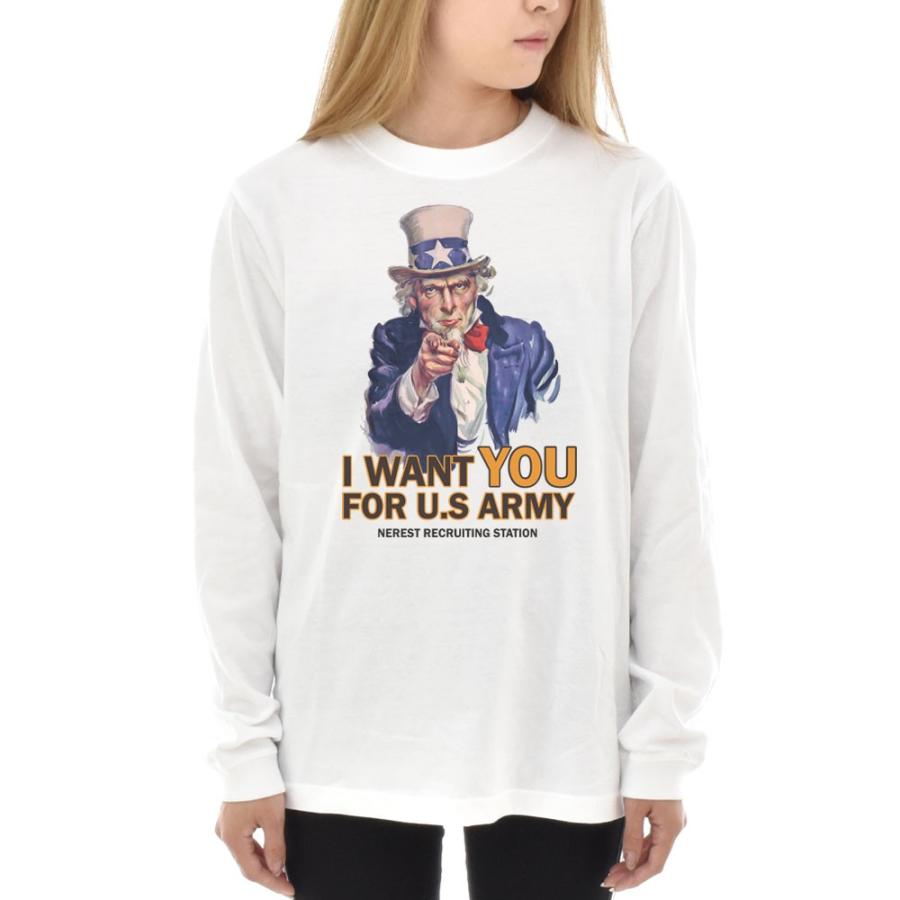アンクル サム Tシャツ 長袖Tシャツ ロンT ロングスリーブ メンズ レディース ティーシャツ  アメリカ USA ARMY ミリタリー アメカジ 大きいサイズ JUST |  | 02