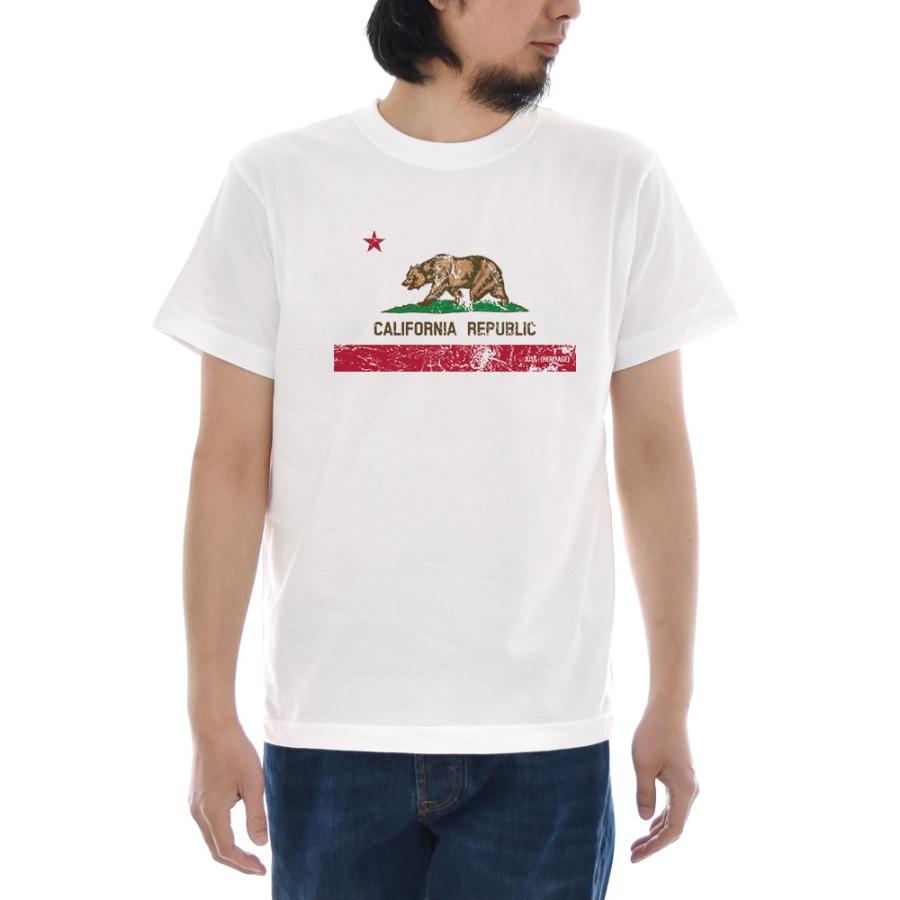 カリフォルニア フラッグ Tシャツ ジャスト 半袖Tシャツ メンズ レディース ティーシャツ 旗 熊 大きいサイズ ホワイト 白 S M L XL XXL XXXL ブランド｜stayblue