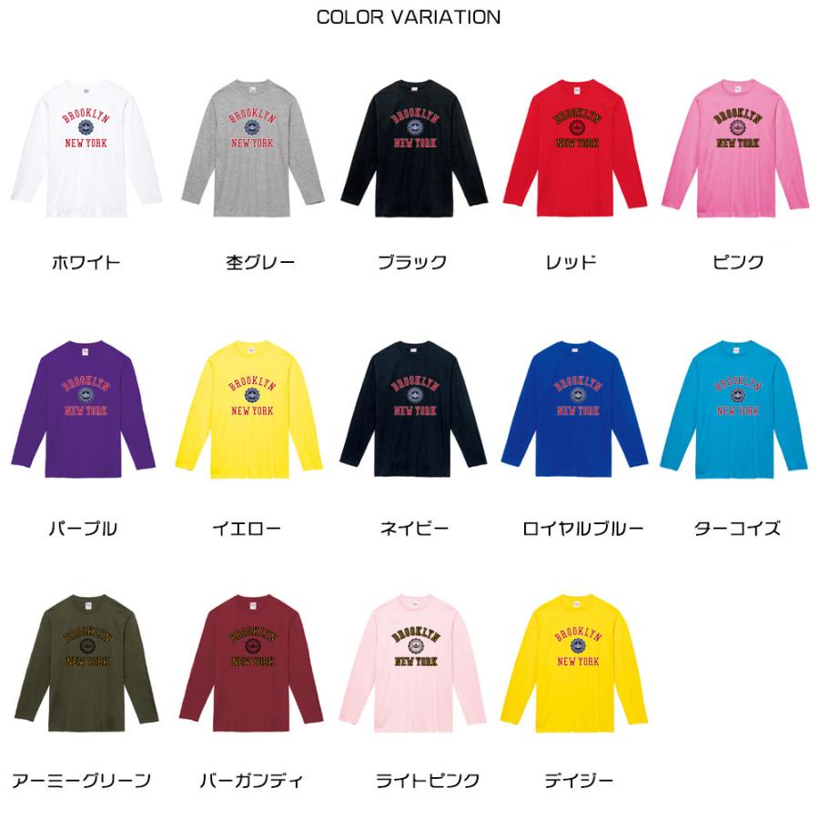 カレッジロゴ Tシャツ ブルックリン ニューヨーク長袖Tシャツ ロンT ロングスリーブ カレッジプリント メンズ レディース キッズ 男女兼用 大きいサイズ 白 黒｜stayblue｜13