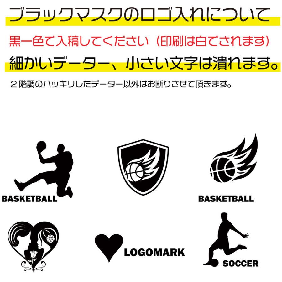 【小ロット30枚セット】【名入れロゴ入れ】あなたのオリジナル名入りメッセージ入りホワイトプリントマスクを制作 メンズ レディース 洗える ブラック 黒_3