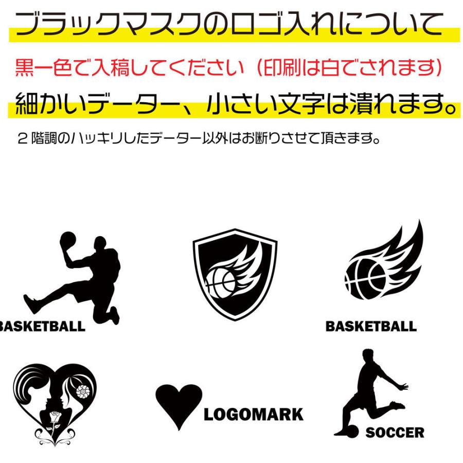 【お得な50枚セット】【名入れロゴ入れ】あなたのオリジナル名入りメッセージ入りホワイトプリントマスクを制作 メンズ レディース 洗える ブラック 黒 |  | 03