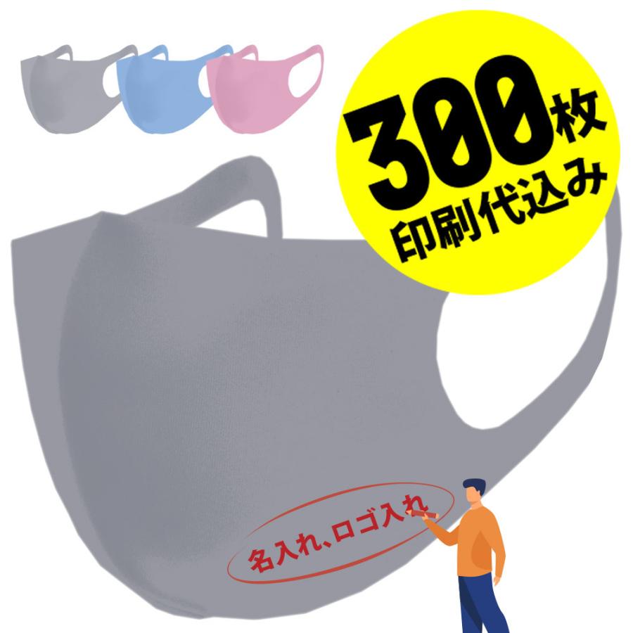 【お得な300枚セット】【名入れロゴ入れ】あなたのオリジナルロゴ入りメッセージ入りマスクを制作 マスク メンズ レディース 洗える グレー ブルー ピンク