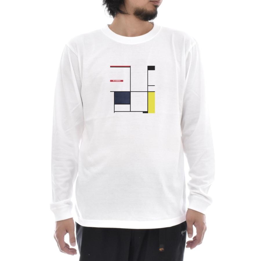 ピエト・モンドリアン Tシャツ タブロー ライフ イズ アート 長袖 ロングスリーブ ロンT メンズ レディース 大きいサイズ ホワイト 白 絵画 名画 ブランド | 
