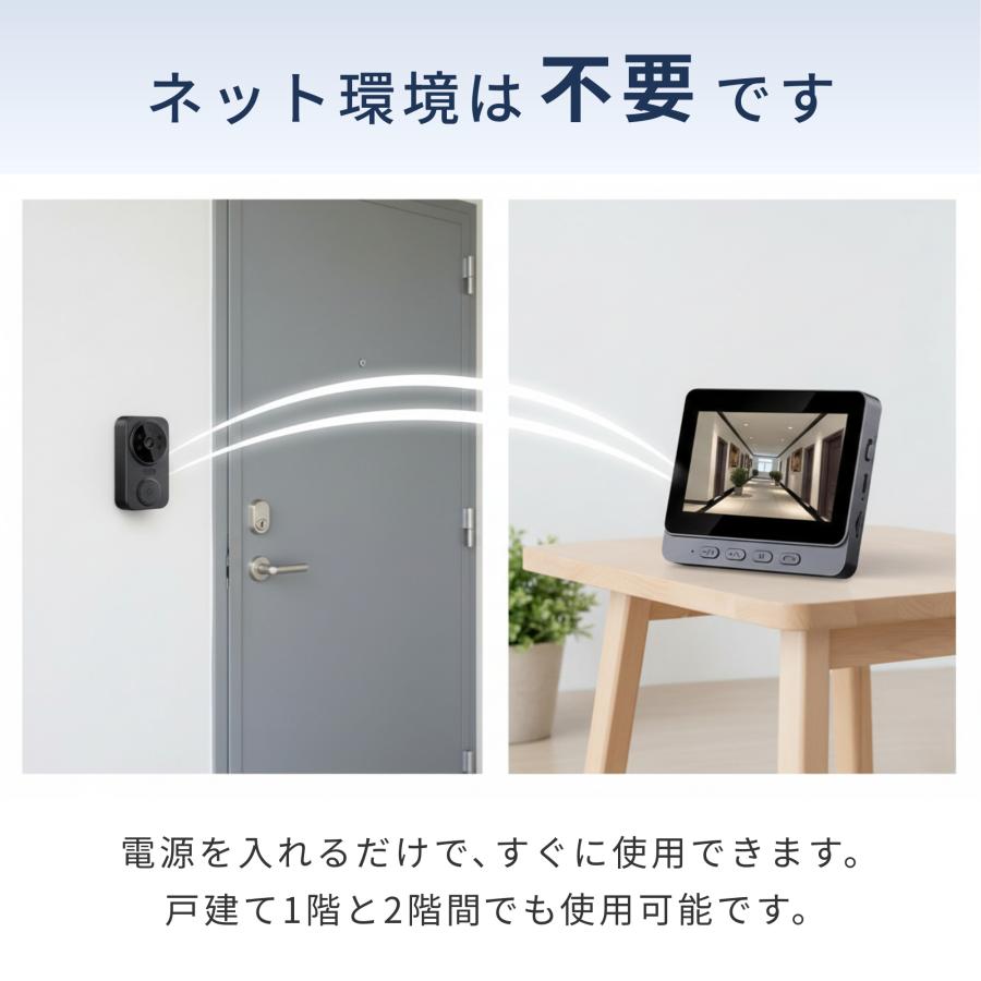 テレビドアホン インターホン カメラ付き ワイヤレス 工事不要 子機