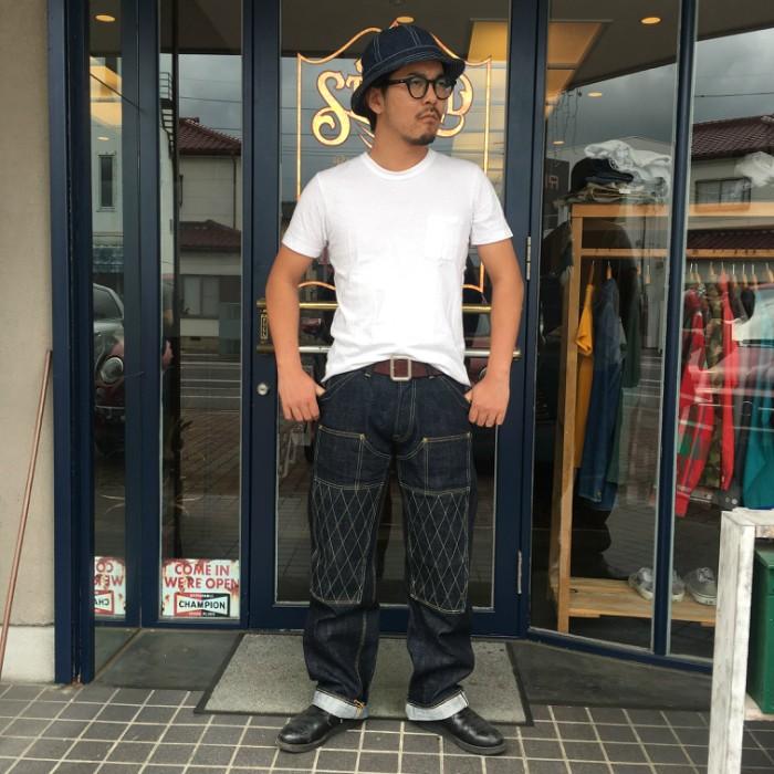 TROPHY CLOTHING ダブルニー ブラックデニムパンツ 30