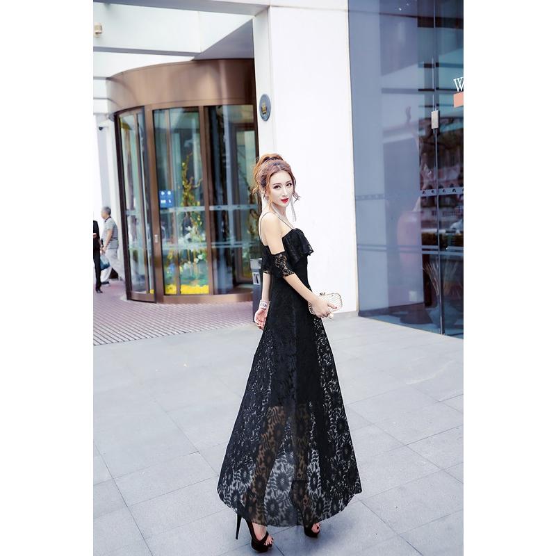 即納 CUTE 胸フリル フラワー 総レース エレガント オフショルダー