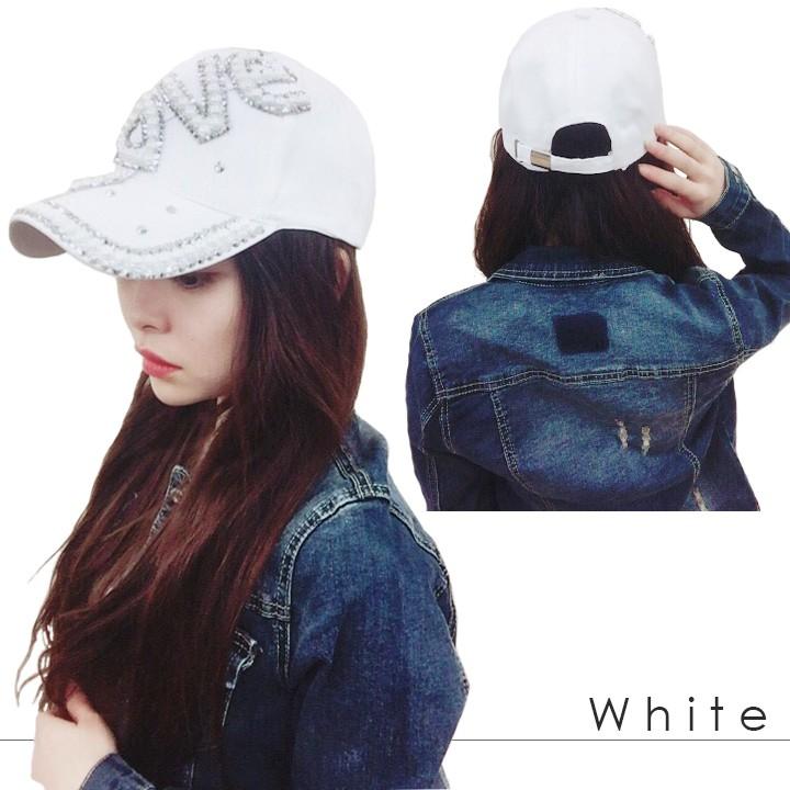 即納 パール＆ラインストーン装飾 CUTE ゴージャス LOVEロゴ