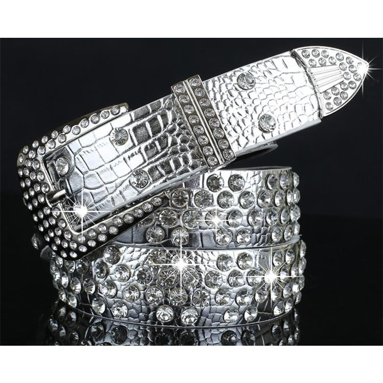 即納 きらきら ゴージャス ラインストーン バックル デザインベルト