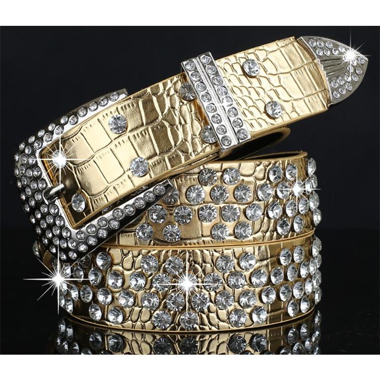 即納 きらきら ゴージャス ラインストーン バックル デザインベルト