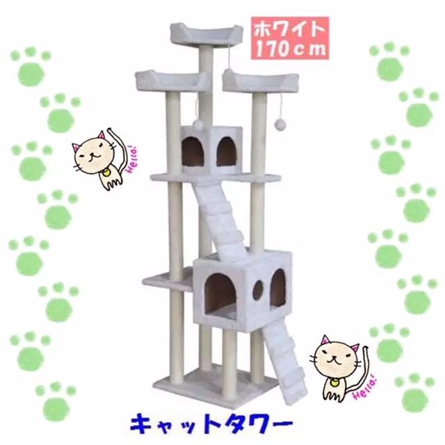 キャットタワー 猫 Cat Tower ネコタワー カラー3色 ホワイト ピンク ベージュ ワイドサイズ 高さ170cm 新品 7455 Stb 通販 Yahoo ショッピング