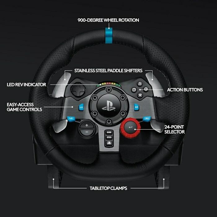 ハンコン Logitech G29 Driving Force ステアリングホイール＆ペダル ロジテック ドライビングフォース 臨場感の画像