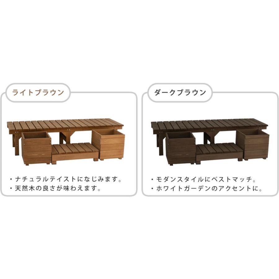 ユニット縁台ベンチ hiyori（ひより） プランターセット（幅174・奥行55）  ウッドデッキ 簡単組立 縁側 DIY 木製の画像