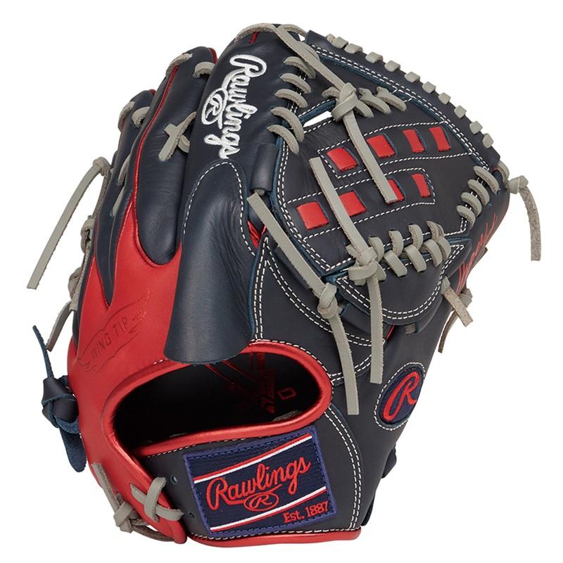 ローリングス　軟式　投手用　グローブ　ネイビー／スカーレット Rawlings ローリングス 軟式 HyperTechColorSync 投手用 サイズ