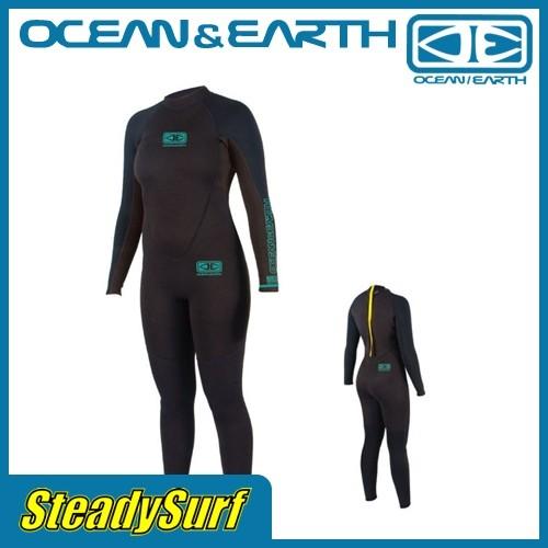 OCEAN&EARTH(オーシャンアンドアース)LADIES STEAMER 3/2mm/ウェットスーツ/ブラック×ブルー/レディース/女性用/サーフィン/マリンスポーツ｜steadysurf