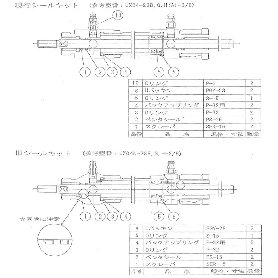 UNIKAS(ユニカス) シールキット (28B 28G 28Hシリンダー用) 操舵 UNIKAS(ユニカス) シールキット (28B 28G 28Hシリンダー用) 操舵