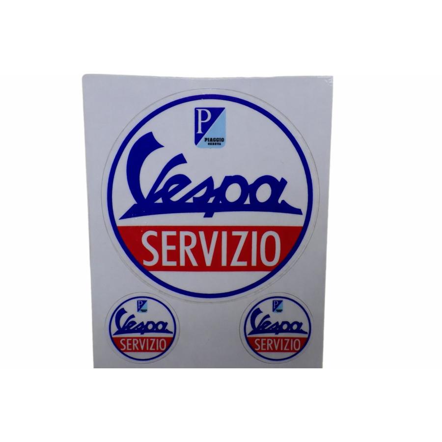 S26□vespa ラウンド ステッカー 3ピース VESPA SERVIZIO イタリアン