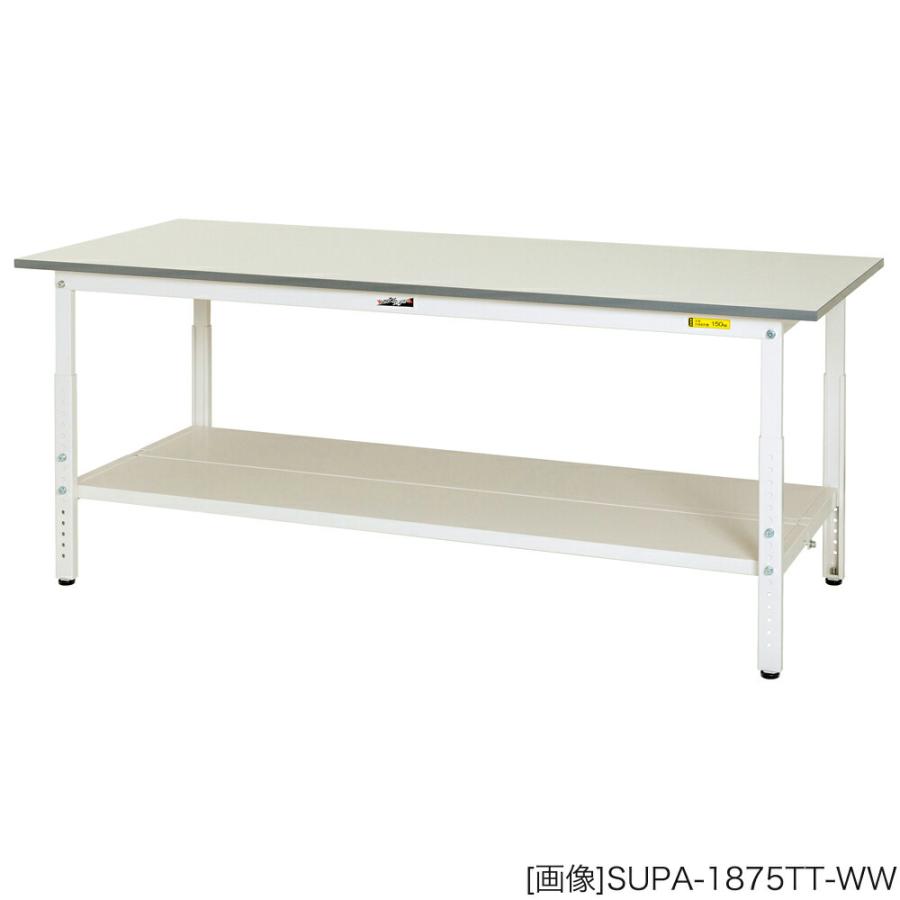 ヤマテック 作業台 150シリーズ 高さ調整タイプ 全面棚板付き 表示寸法:W900×D600×H600〜900 グリーン購入法適合商品 組立品 国産の画像