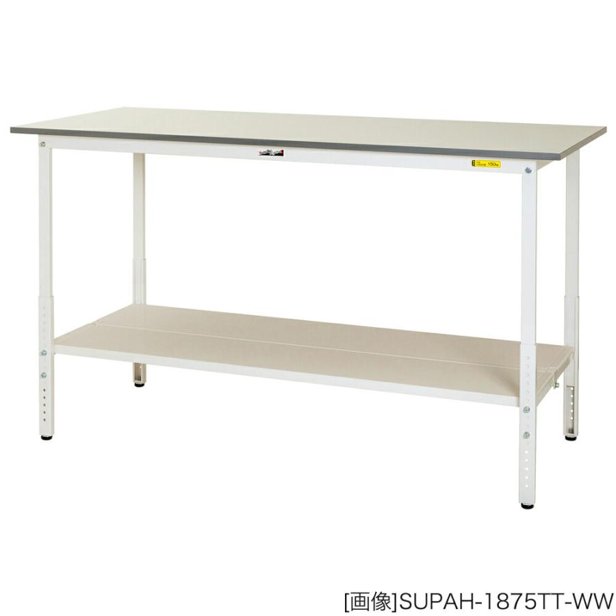 ヤマテック 作業台 150シリーズ 高さ調整タイプ 全面棚板付き 表示寸法:W600×D600×H900〜1200 グリーン購入法適合商品 組立品 国産の画像