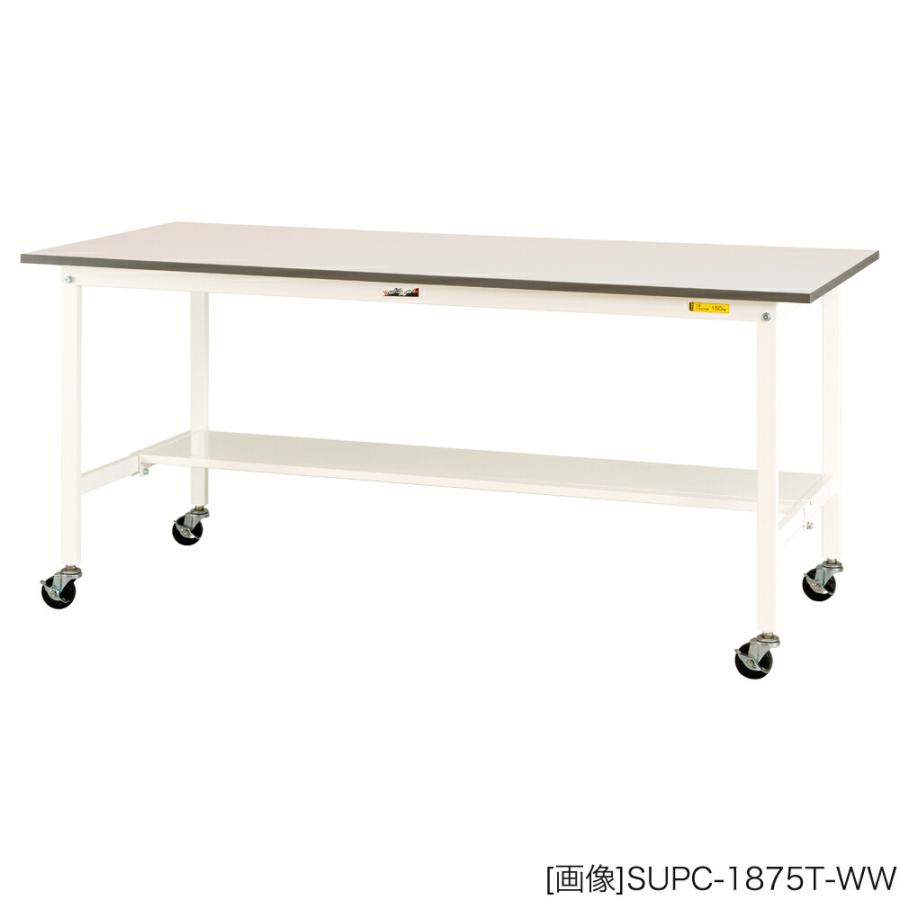 ヤマテック 作業台 150シリーズ 移動式 半面棚板付き 表示寸法:W900×D600×H825 グリーン購入法適合商品 組立品 国産の画像