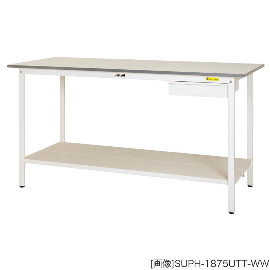 ヤマテック 作業台 150シリーズ 固定式 キャビネット付き 全面棚板付き 表示寸法:W1800×D750×H950 グリーン購入法適合商品 組立品 国産の画像