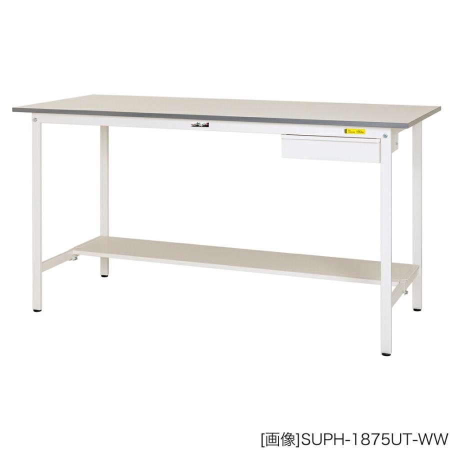 ヤマテック 作業台 150シリーズ 固定式 キャビネット付き 半面棚板付き 表示寸法:W750×D750×H950 グリーン購入法適合商品 組立品 国産の画像