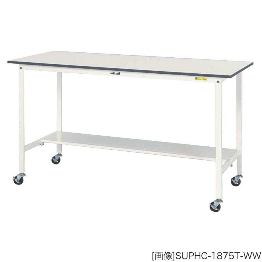 ヤマテック 作業台 150シリーズ 移動式 半面棚板付き 表示寸法:W600×D600×H1035 グリーン購入法適合商品 組立品 国産の画像