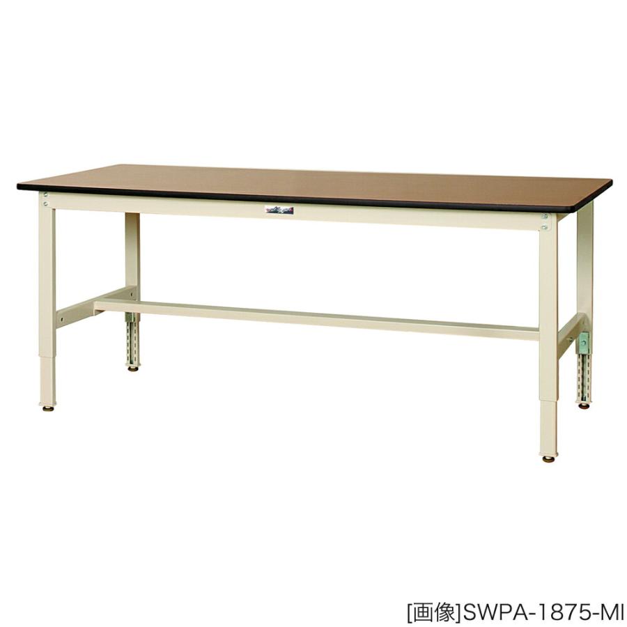 ヤマテック 作業台 300シリーズ 高さ調整タイプ ポリエステル天板:21mm 表示寸法:W600×D600×H600〜900 グリーン購入法適合商品 組立品 国産の画像