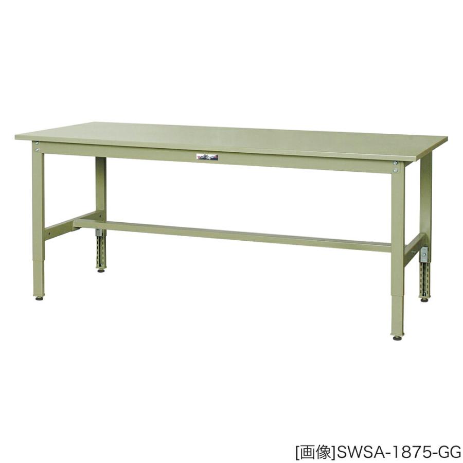 ヤマテック 作業台 300シリーズ 高さ調整タイプ スチール天板:26mm 表示寸法:W1800×D600×H600〜900 グリーン購入法適合商品 組立品 国産の画像