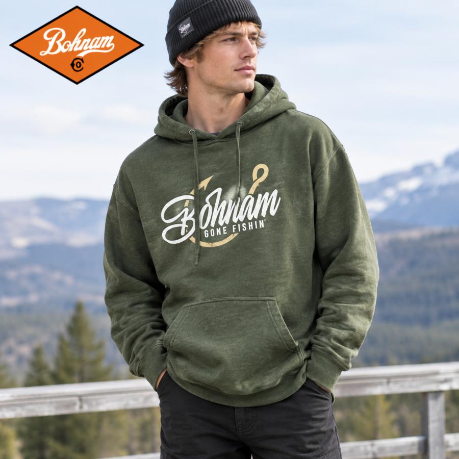 BOHNAM ボーナム メンズ パーカー GO FISHING HOODIE オリーブ M L プルオーバー 裏起毛 型落ち セール ...