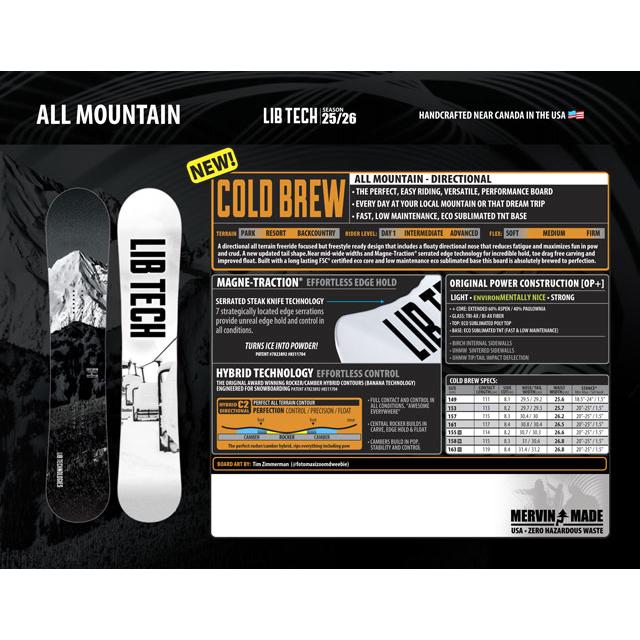 LIB TECH（リブテック） 25-26モデル メンズ スノーボード COLD BREW